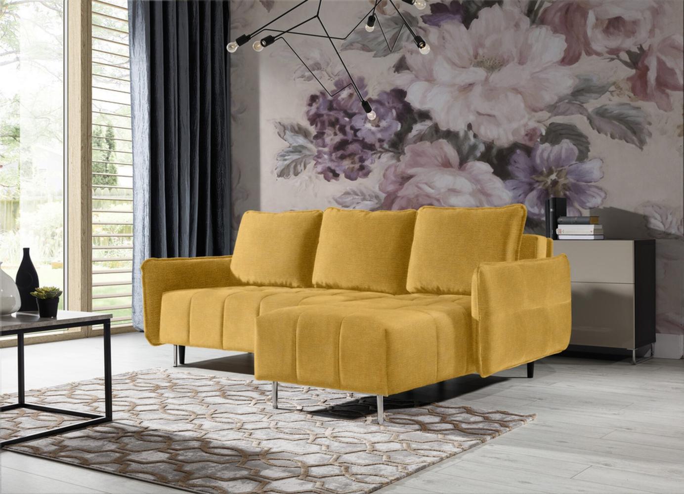 Stylefy Jefferson Ecksofa Strukturstoff INARI Gelb Rechts Bild 1