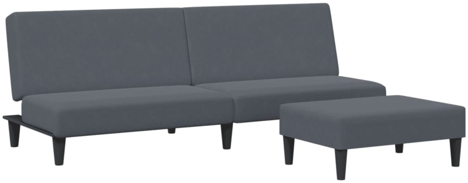 vidaXL Schlafsofa 2-Sitzer mit Fußhocker Dunkelgrau Samt 3216232 Bild 1