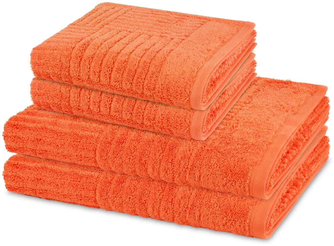 Ross Carre 4 tlg. Frottier-Set - 2 X Handtuch (50 X 100cm), 2 X Duschtuch (70 X 140cm) - 520 - Orange Bild 1