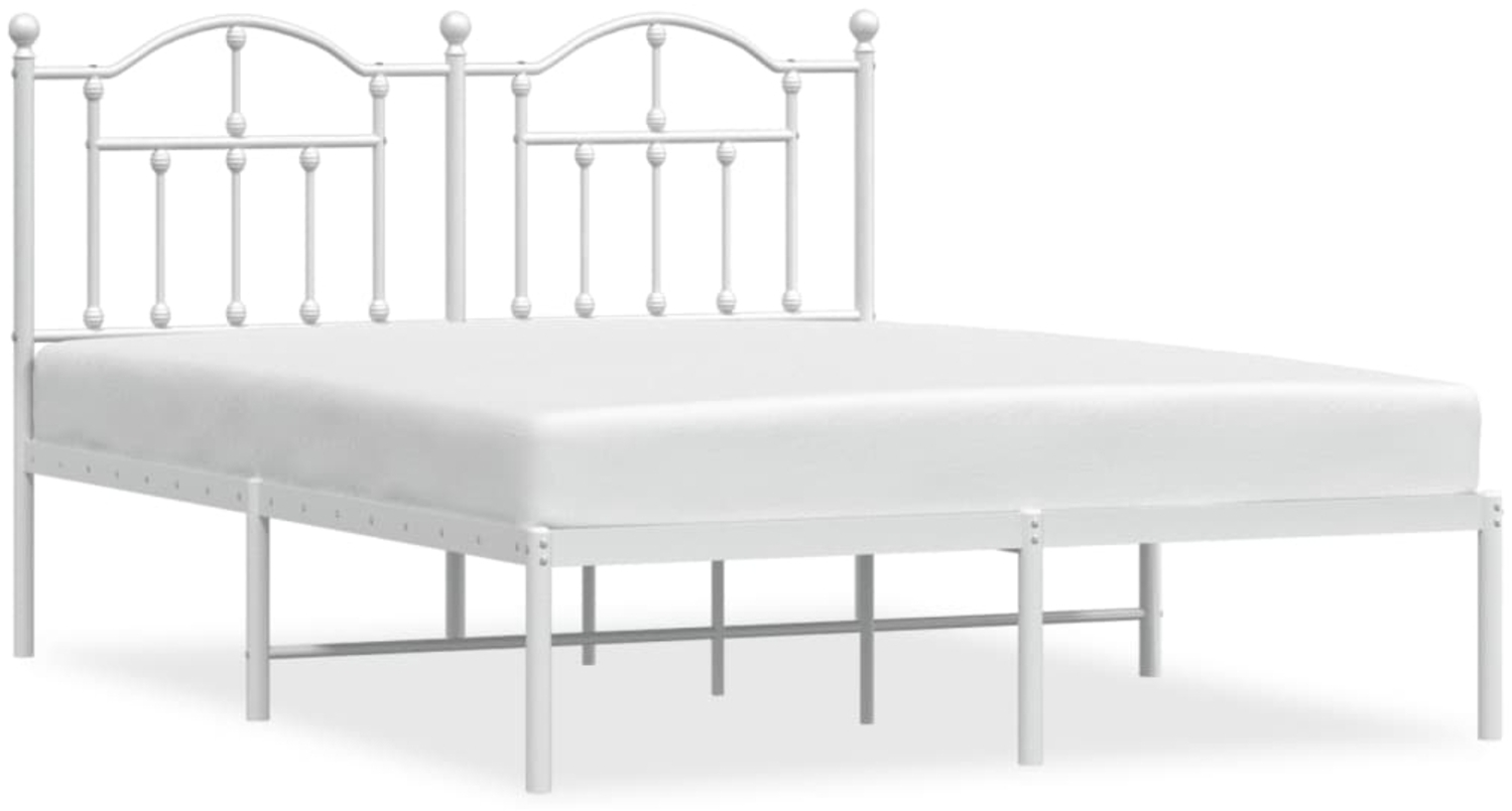 vidaXL Bettgestell mit Kopfteil Metall Weiß 150x200 cm 353490 Bild 1
