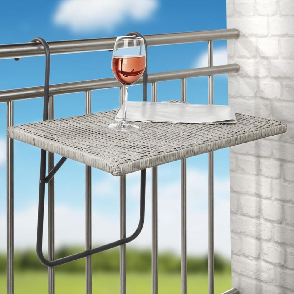 HI Balkon-Klapptisch mit Platte in Rattan-Optik 60x40 cm Grau 446201 Bild 1