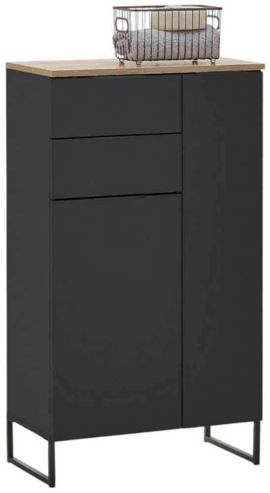 moebel-dich-auf Kommode ASPEN (Highboard, Badschrank mit 2 Schubkästen, in Schwarz matt), Breite 60 cm Bild 1