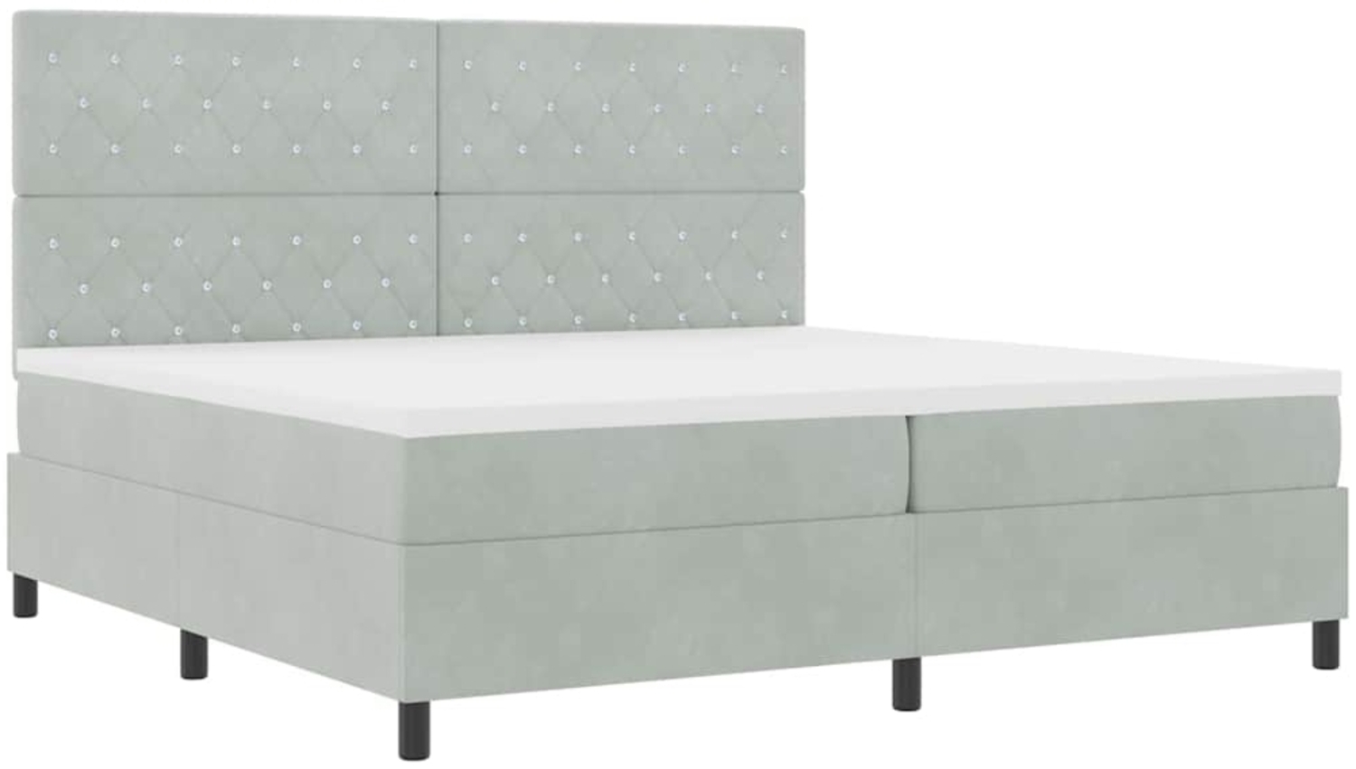 vidaXL Boxspringbett mit Matratze Hellgrau 200 x 200 cm Samt 3343268 Bild 1