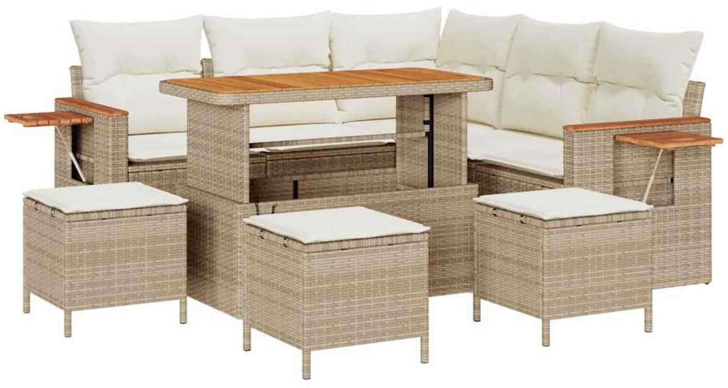 vidaXL Garten-Sofa-Set mit Kissen 9 pcs Beige und Creme 3363181 Bild 1