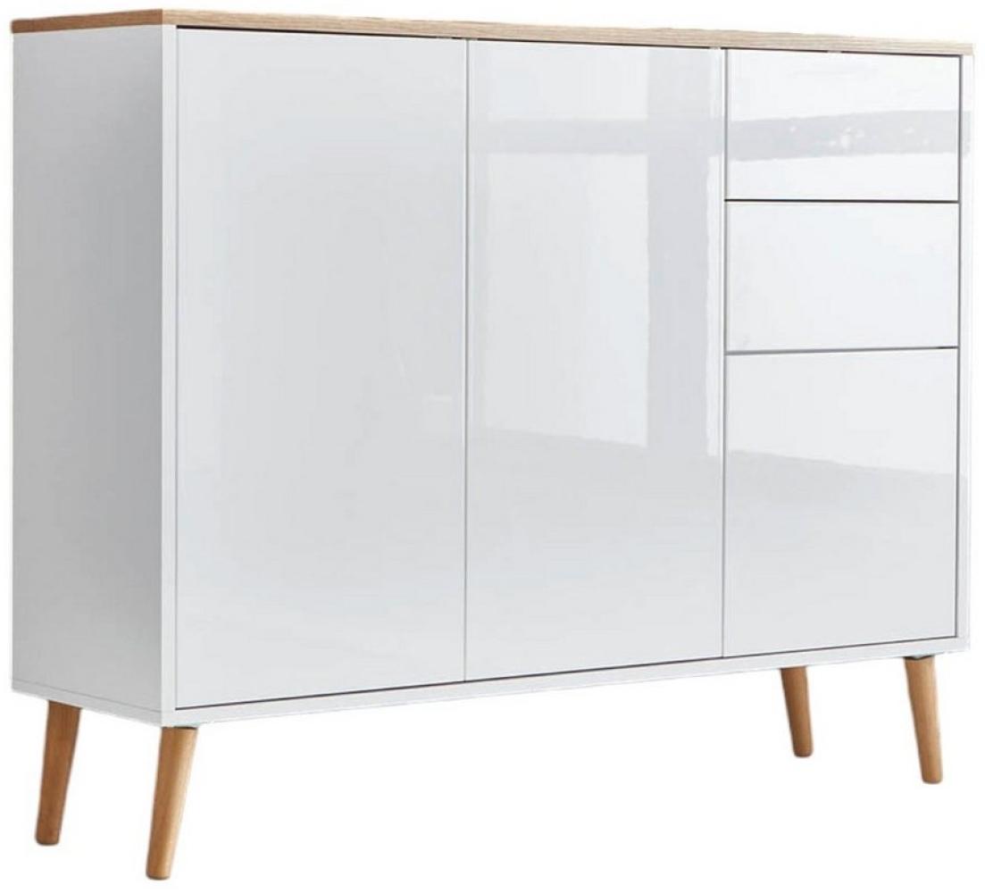 BMG Möbel Kommode Mailand (Schubladenkommode Sideboard Kommode Anrichte, mit Massivholzfuß), Push-to-open-Funktion Bild 1