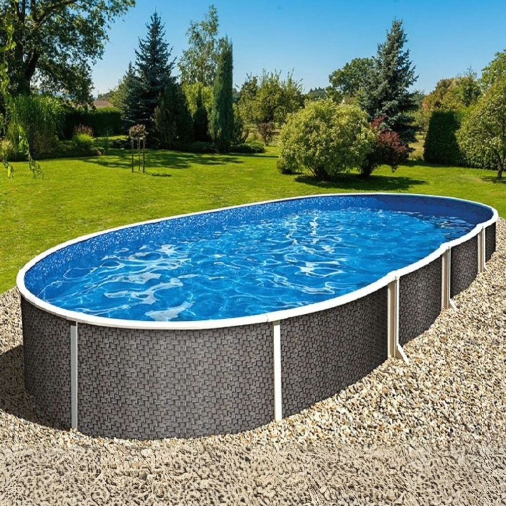 Azuro Deluxe Stahlwandpool - Rattan Design - oval 550 x 370 x 120 cm Bild 1