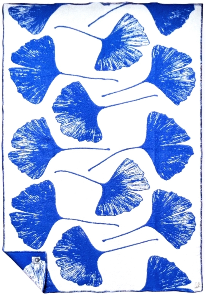 WoolOnly Wendedecke Wolldecke Plaid aus Norwegischer Wolle 130x200 cm (Ginkgo Princess Blue) Bild 1