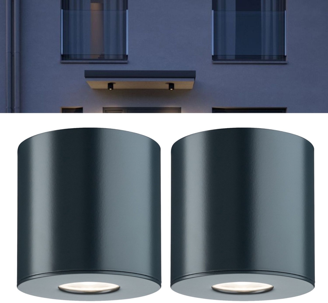 2er Pack Paulmann Aussenleuchte Deckenleuchte IP44 660 Lumen 4000K 5,3 W 55° Anthrazit Neutralweiß13152 Bild 1