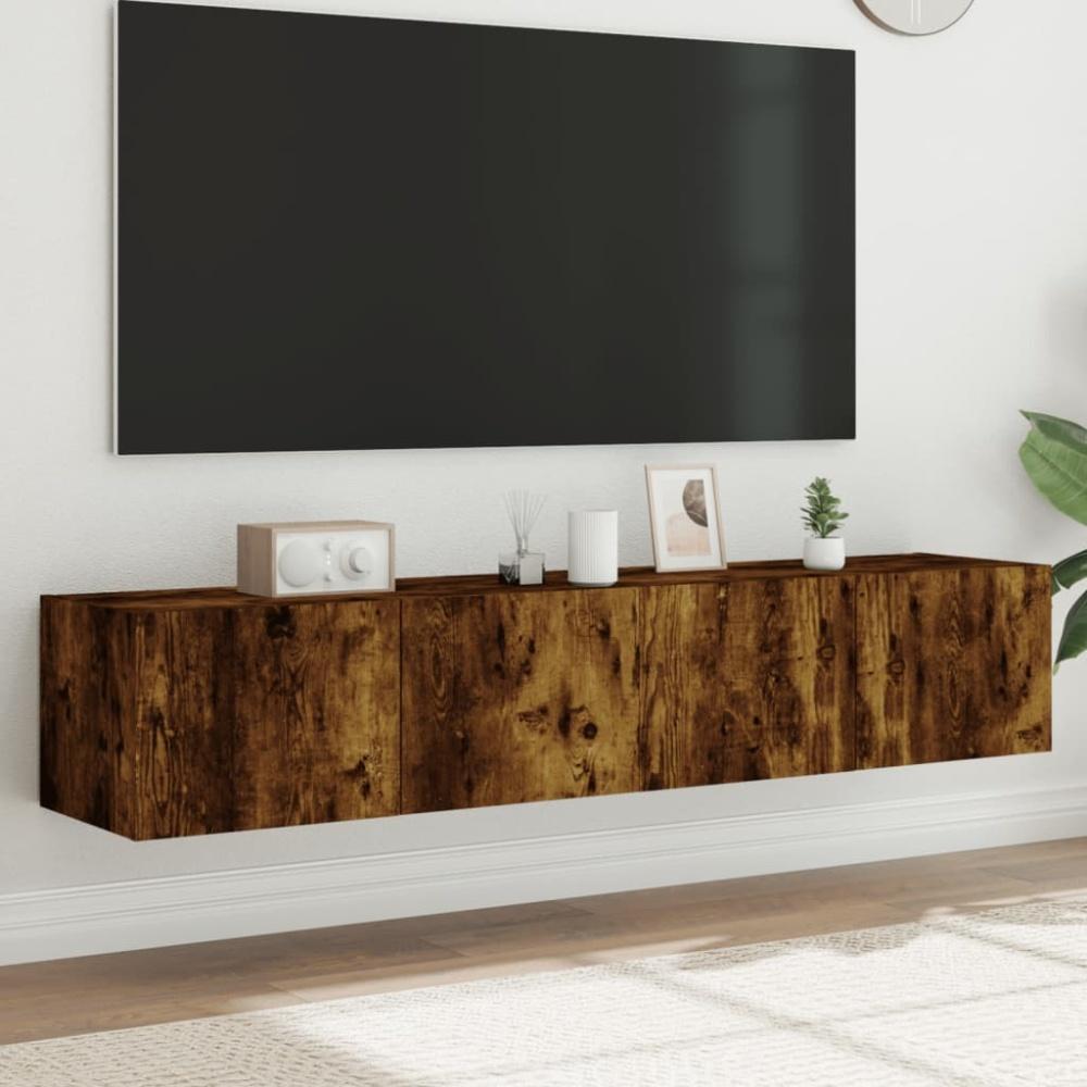 vidaXL TV-Wandschränke mit LED-Leuchten 2 Stk. Räuchereiche 80x35x31cm 837290 Bild 1