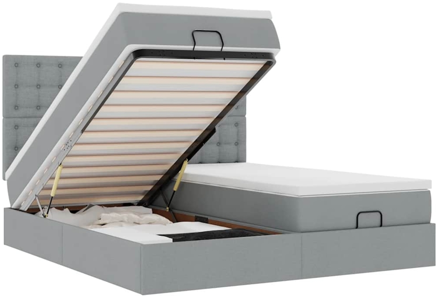 vidaXL Ottoman-Bett mit Matratzen & LEDs Hellgrau 180x200 cm Stoff 3314583 Bild 1