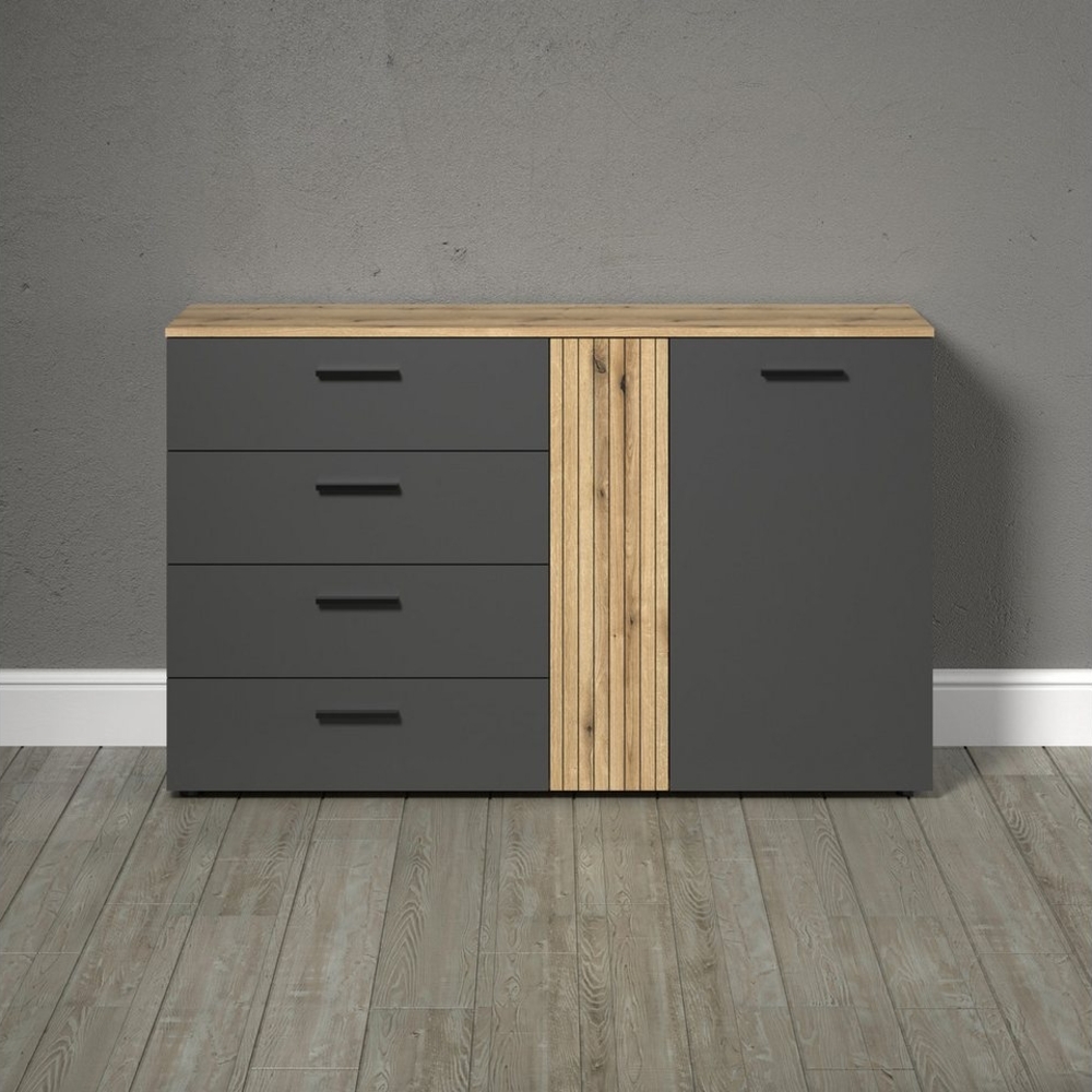 INOSIGN Kommode Estepona (1 St), Sideboard mit voll ausziehbaren Schubladen - (B/T/H) 139/38/86 cm Bild 1