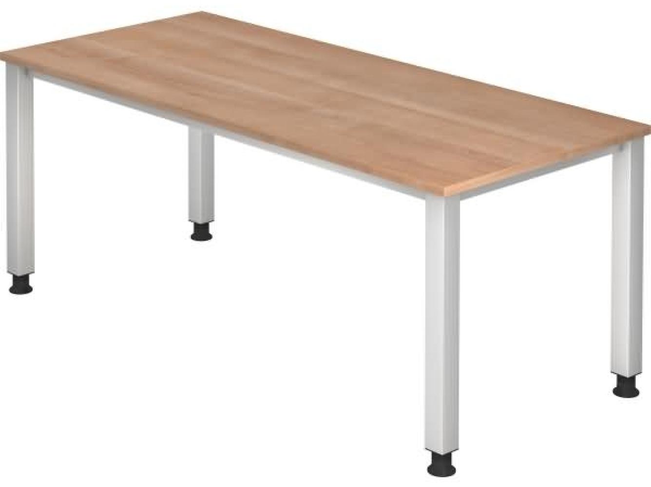 Schreibtisch QS19 4Fuß eckig 180x80cm Nussbaum Gestellfarbe: Silber Bild 1