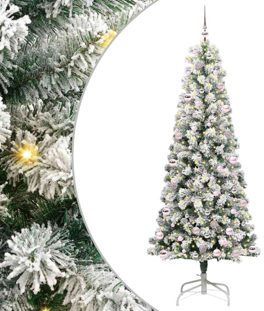 vidaXL Künstlicher klappbarer Weihnachtsbaum Grün und Weiß 240 cm 3395615 Bild 1