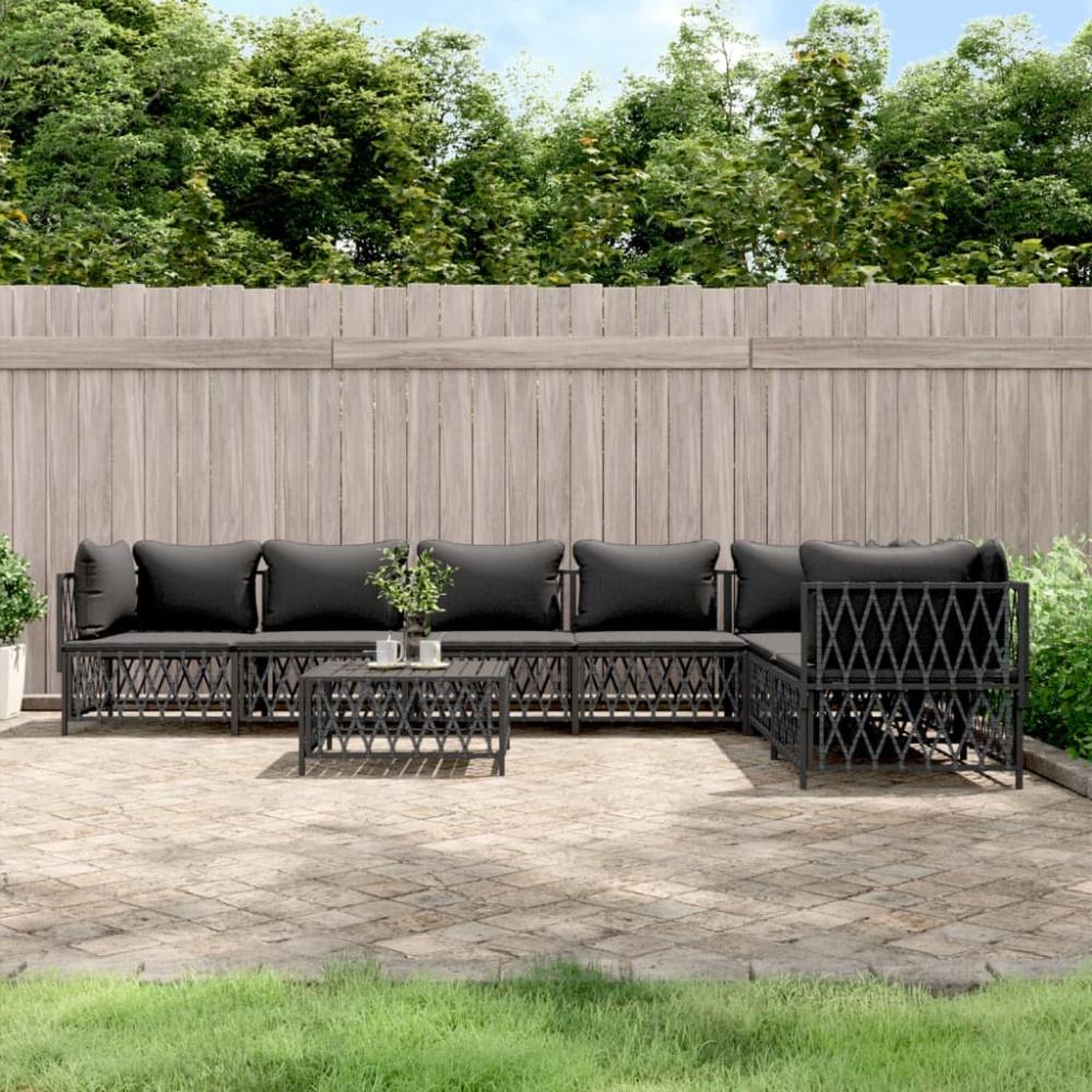 vidaXL 8-tlg. Garten-Lounge-Set mit Kissen Anthrazit Stahl 3186885 Bild 1