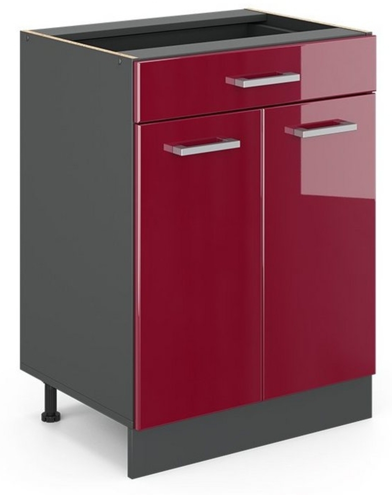 VICCO Küchenschrank R-Line Hängeschrank Unterschrank Küchenzeile Küchenunterschran Anthrazit (Bordeaux Hochglanz, Schubunterschrank 60cm) Bild 1