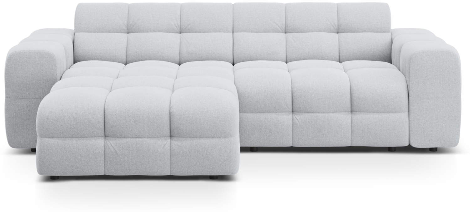 Micadoni Ecksofa Kendal 4-Sitzer Links Strukturierter Stoff Hellgrau Buchenholz schwarz Bild 1