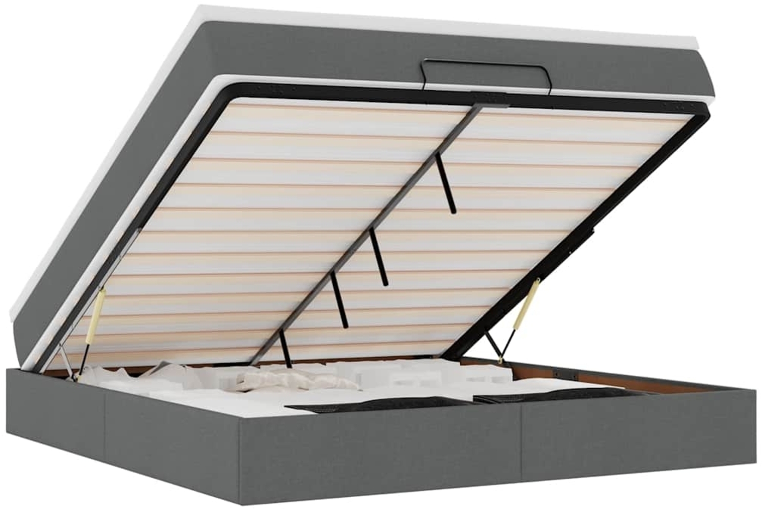 vidaXL Ottoman-Bett mit Matratze Dunkelgrau 160x200 cm Stoff 3311121 Bild 1