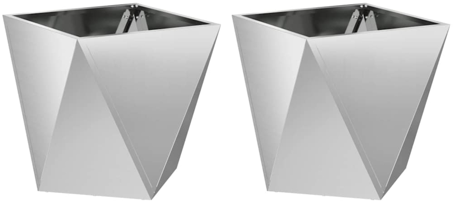 vidaXL Pflanzkübel 2 pcs Silber 50 x 50 x 50 cm Verzinkter Stahl 883847 Bild 1