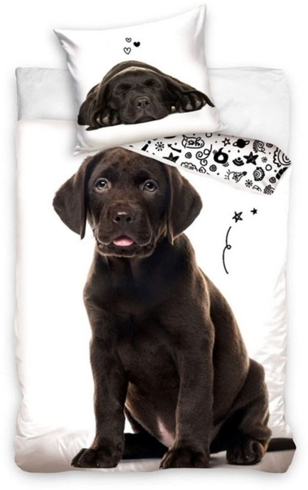 Carbotex Bettwäsche Labrador Retriever Hund - Wende-Bettwäsche-Set, 135x200 & 80x80, Baumwolle, 100% Baumwolle Bild 1