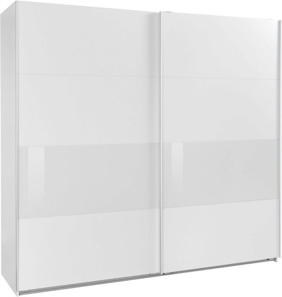 Schwebetürenschrank Bramfeld Kleiderschrank 225x64x208cm weiß Weißglas Bild 1