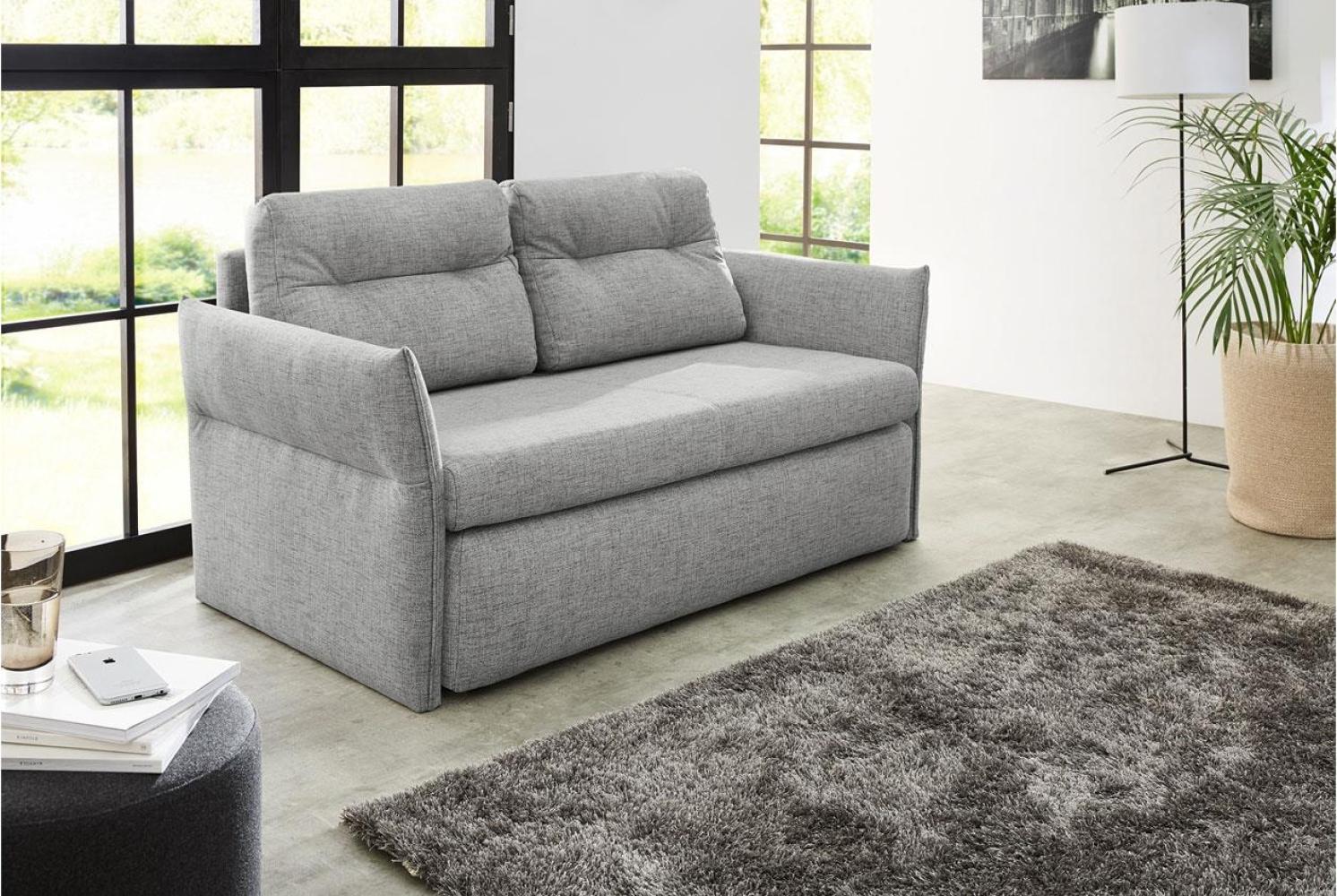 Schlafsofa TIM Stoff grau mit Bettkasten und Kissen 158 cm Bild 1