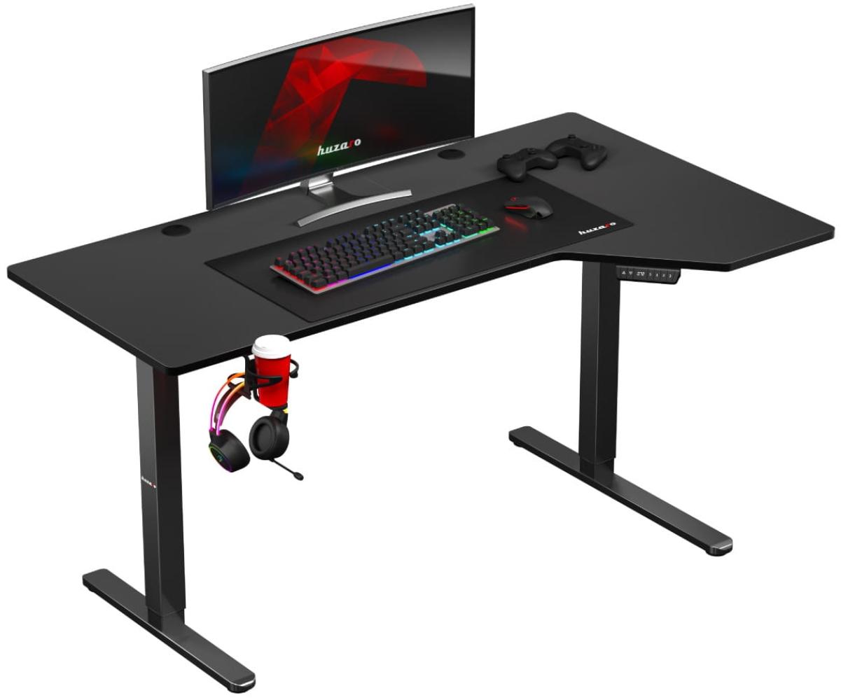 Huzaro Hero 9.1 Ecke gaming elektrischer Schreibtisch in schwarz Bild 1