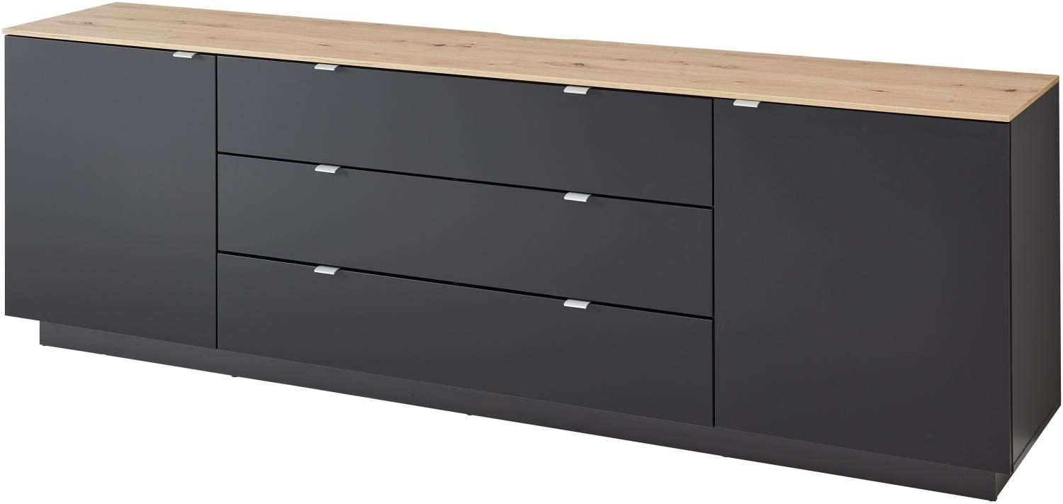 Lowboard >Core< in schwarz supermatt Dekor, MDF, Spannplatte - 240x77x44 (BxHxT) Bild 1