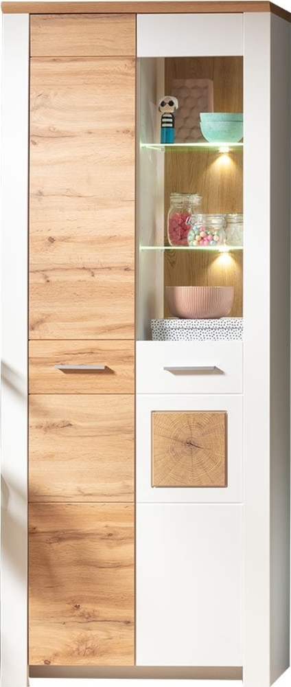 Vitrine LIV'IN Matera, Holzwerkstoff, Weiß, Holzfarben, 80 x 202 x 39 cm Bild 1