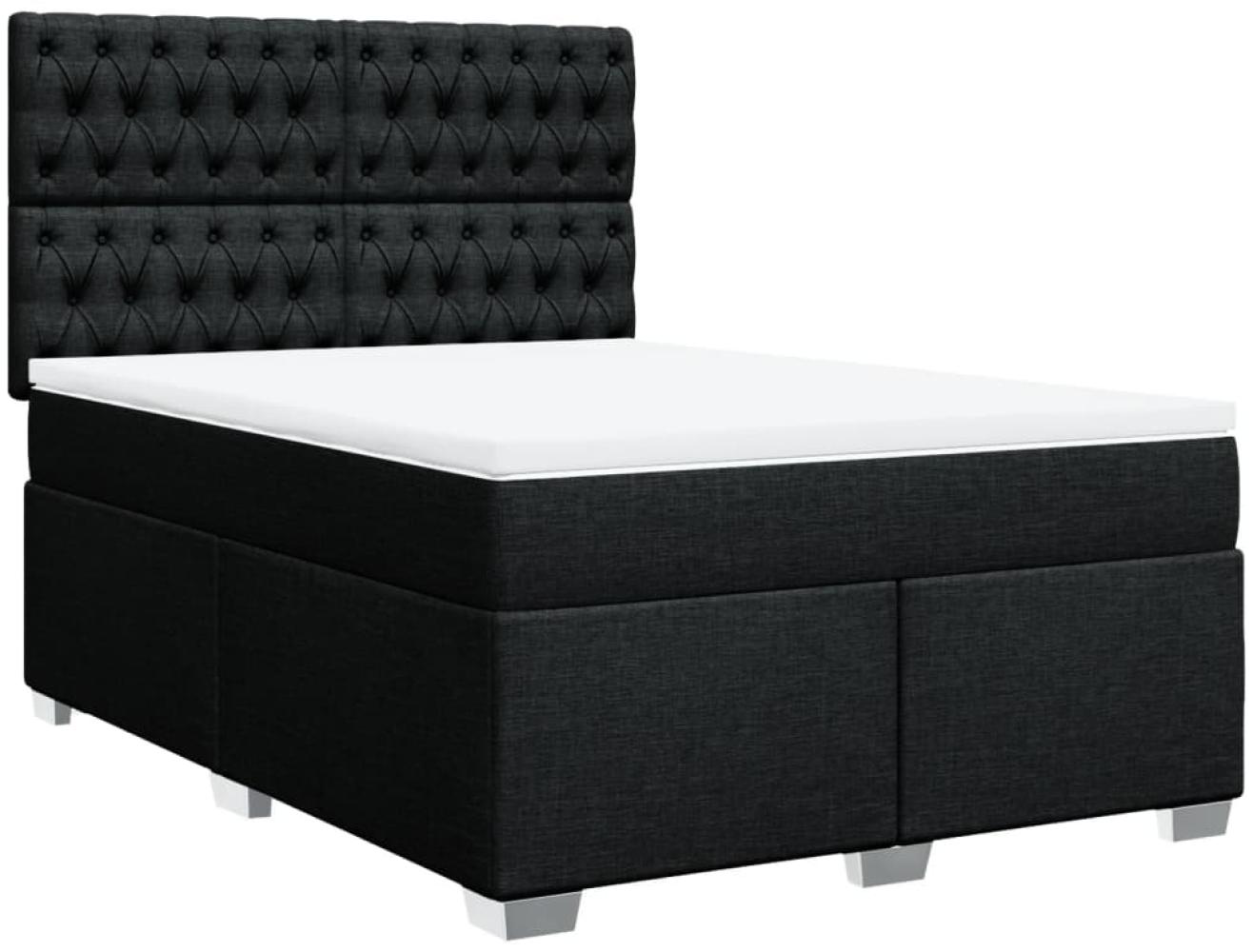 vidaXL Boxspringbett mit Matratze Schwarz 140x190 cm Stoff 3290492 Bild 1