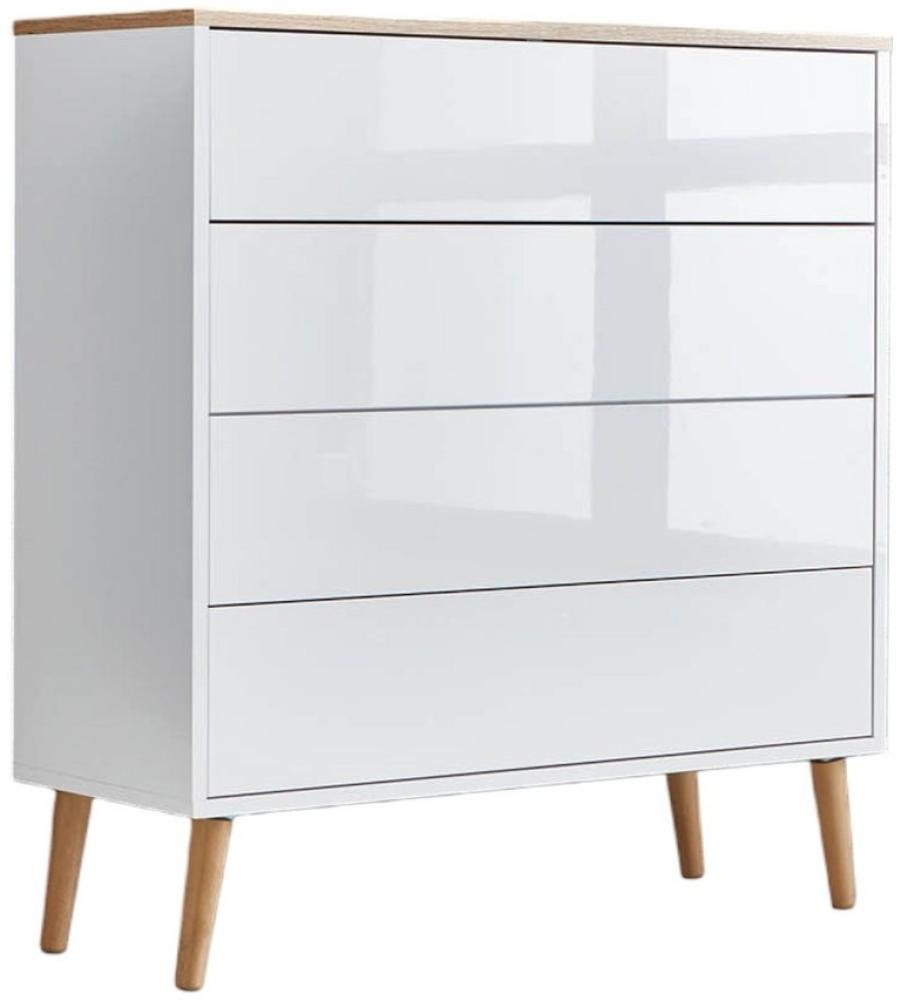 BMG Möbel Kommode Mailand (Schubladenkommode Sideboard Kommode Anrichte, mit Massivholzfuß), Push-to-open-Funktion Bild 1