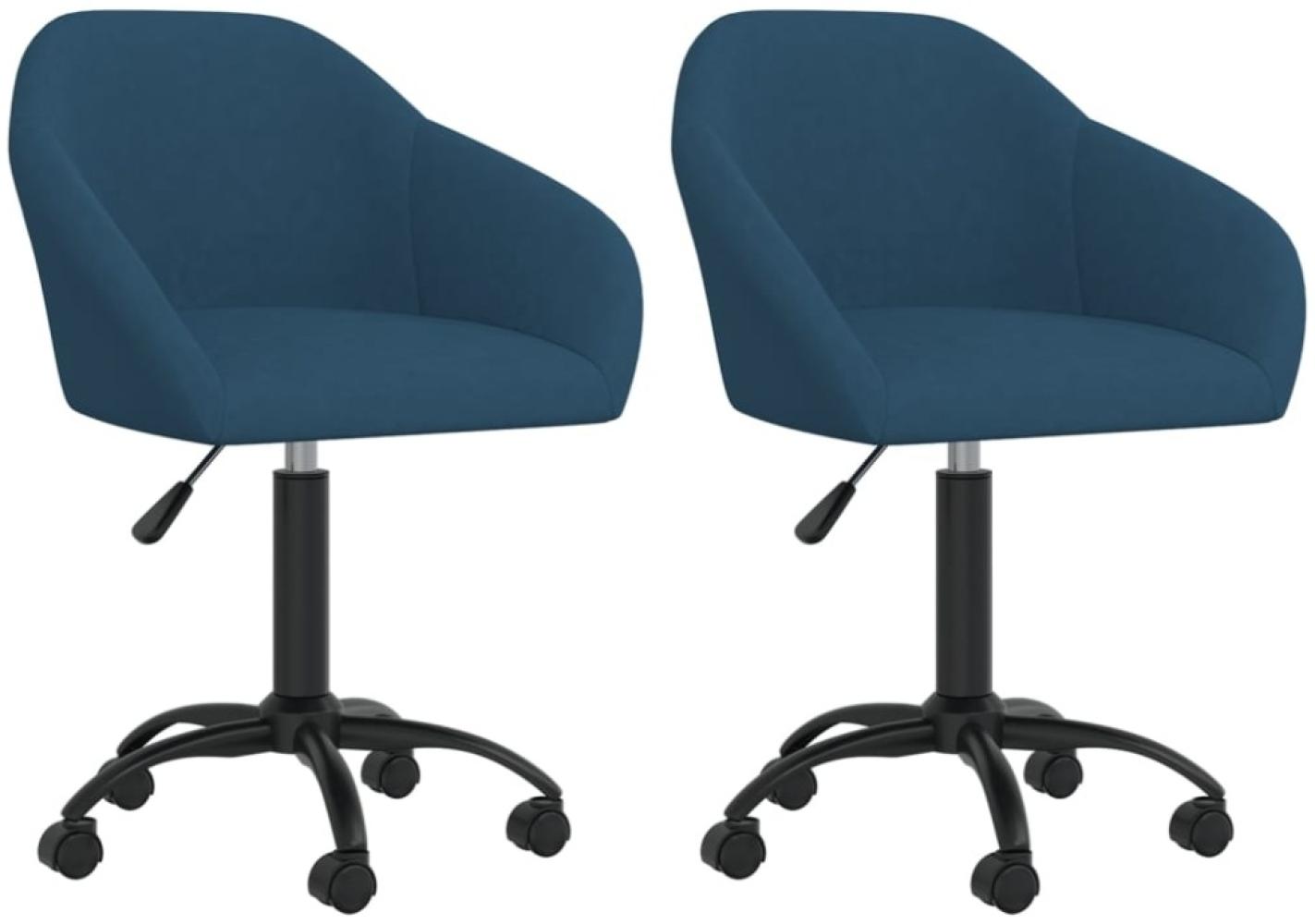 vidaXL Esszimmerstühle Drehbar 2 Stk. Blau Samt Bild 1