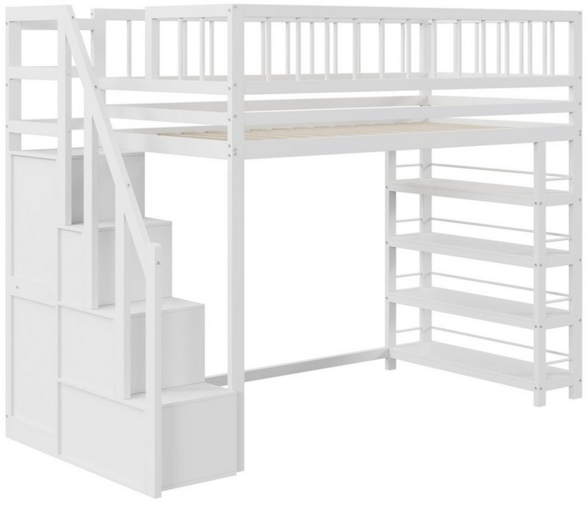Odikalo Kinderbett Hochbett 90 x 200cm, mit Kleiderschrank,Sicherheitskletterleiter Bild 1