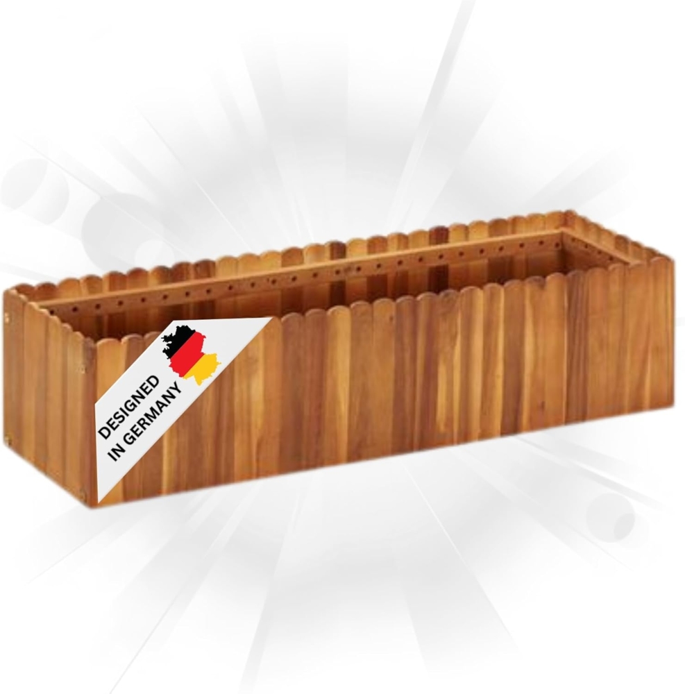 DELUKE® Hochbeet aus Holz JONA 100 x 30 x 25 cm, Akazienholz Hochbeet für Garten Hochbeet Holz Gartenbeet hoch Kräuterbeet xxl Blumenbeet Gemüsebeet groß Garten Bild 1