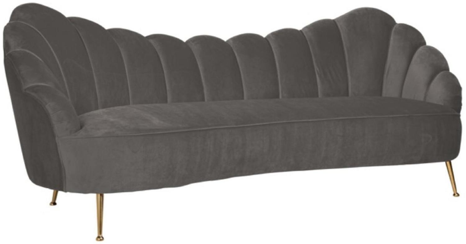 Casa Padrino Luxus Samt Sofa Grau / Gold 230 x 94 x H. 90 cm - Wohnzimmer Sofa mit edlem Samtstoff - Wohnzimmer Möbel - Luxus Möbel - Wohnzimmer Einrichtung - Luxus Einrichtung Bild 1