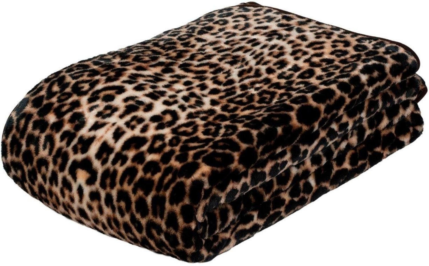 Gözze - Erstklassige Kuscheldecke, Cashmere Feeling, Hohes Stoffgewicht 500 g/m², 150 x 200 cm - Leopard Bild 1