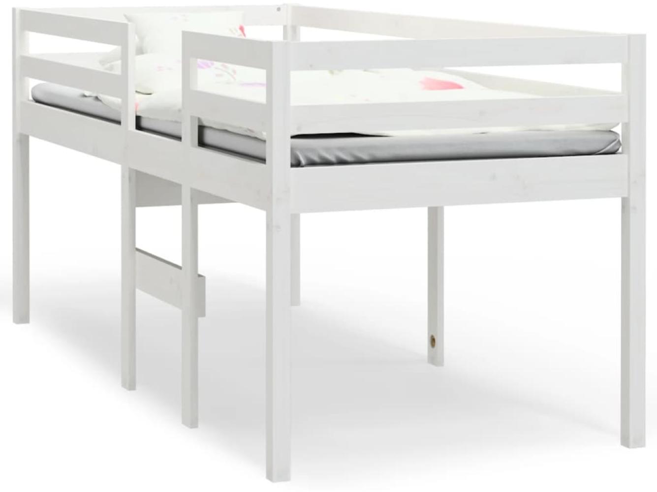 vidaXL Hochbett Weiß 90x190 cm Massivholz Kiefer 821615 Bild 1