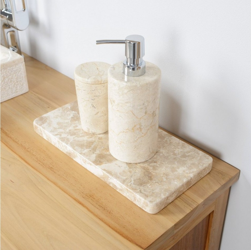 wohnfreuden Dekotablett Marmor Tablett 30 cm creme rechteckig flach, 32993 Bild 1