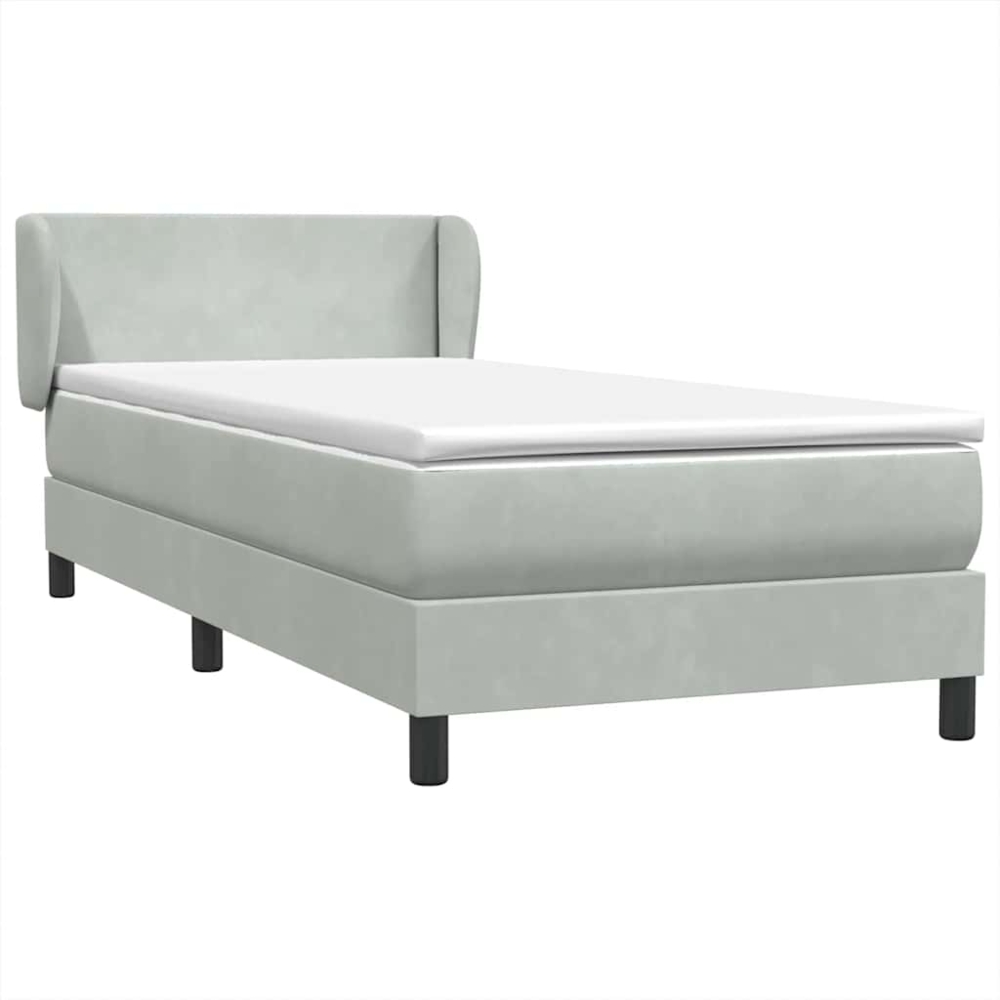 vidaXL Boxspringbett mit Matratze Hellgrau 80x210 cm Samt 3317337 Bild 1