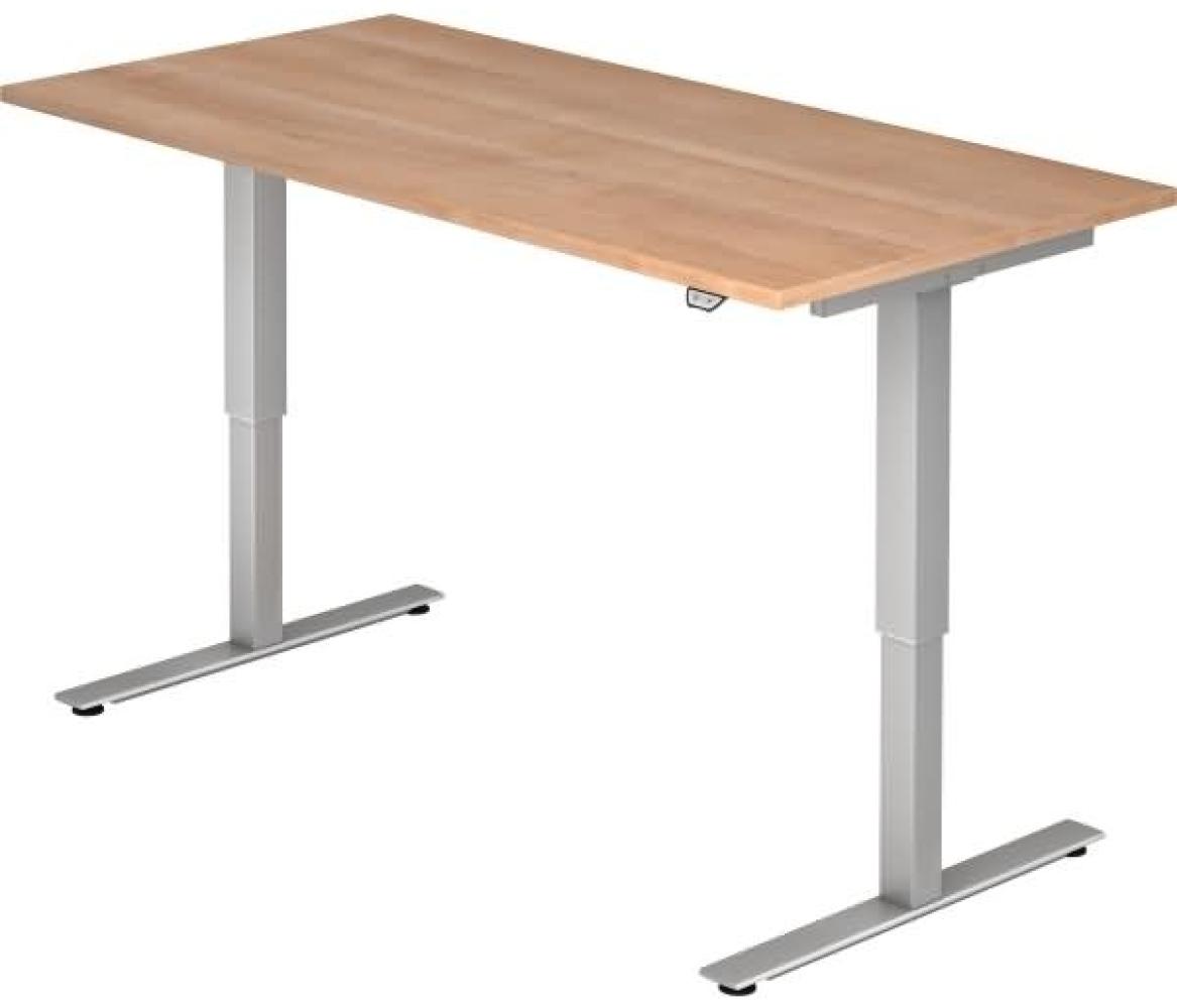 Sitz-Steh-Schreibtisch elektrisch XMST16 160x80cm Nussbaum Gestellfarbe: Silber Bild 1