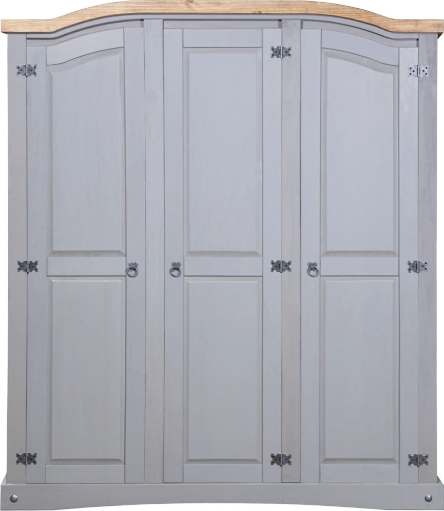vidaXL Kleiderschrank Mexiko-Stil Kiefernholz 3 Türen Grau 282621 Bild 1