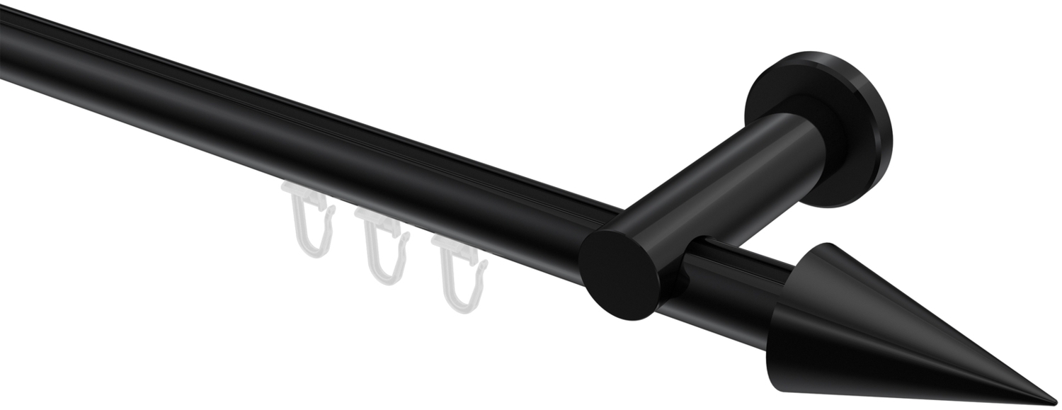 Innenlauf-Gardinenstangen-Set Platon Savio 100 cm, 1-läufig, 20 mm Ø Schwarz Bild 1