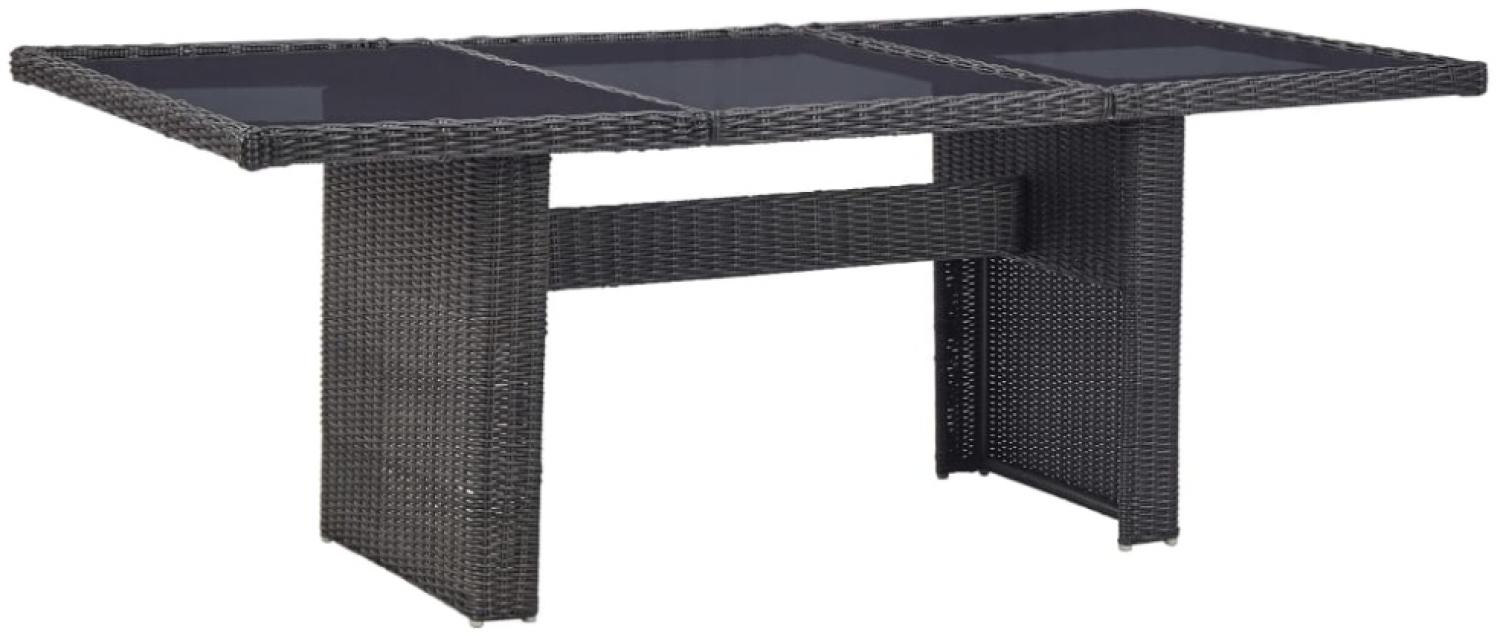 Garten-Esstisch Schwarz 200 x 100 x 74 cm Glas und Poly Rattan Bild 1