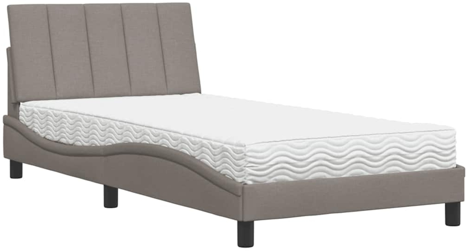 vidaXL Bett mit Matratze "Hanko" Taupe 100x200 cm Stoff 3310514 Bild 1