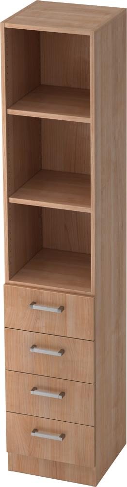 bümö office Aktenschrank Regal mit Schubladen, Büroschrank schmal aus FSC-Holz, 40cm breit in Nussbaum - Aktenregal & Schubladenschrank mit Chromgriffen, Büro Möbel Schrank System, 7600-N-N-CE Bild 1