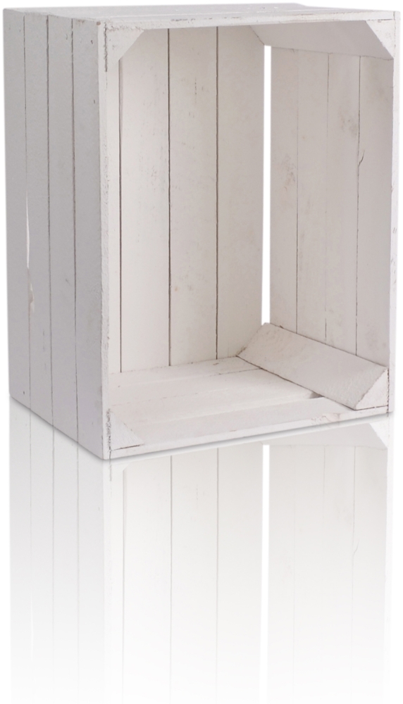 CHICCIE Holzkiste im weißen Vintage Look - 50 x 40 x 30 cm Weiß - Obstkiste Weinkiste Bild 1