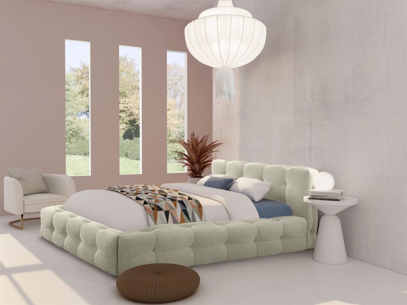 Polsterbett Doppelbett AURORA 140x200cm Komplettset in Stoff Boston Toffee Bild 1