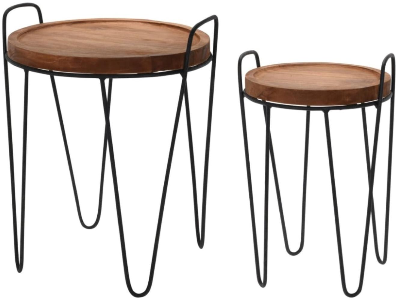 H&S Collection 2-tlg. Beistelltisch-Set Rund Teak Bild 1