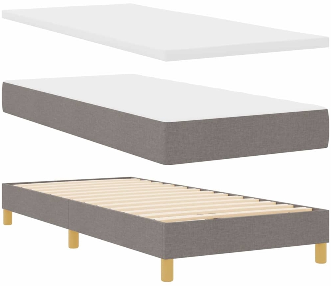 vidaXL Boxspringbett mit Matratze Creme 90x200 cm Stoff Taupe 3340182 Bild 1
