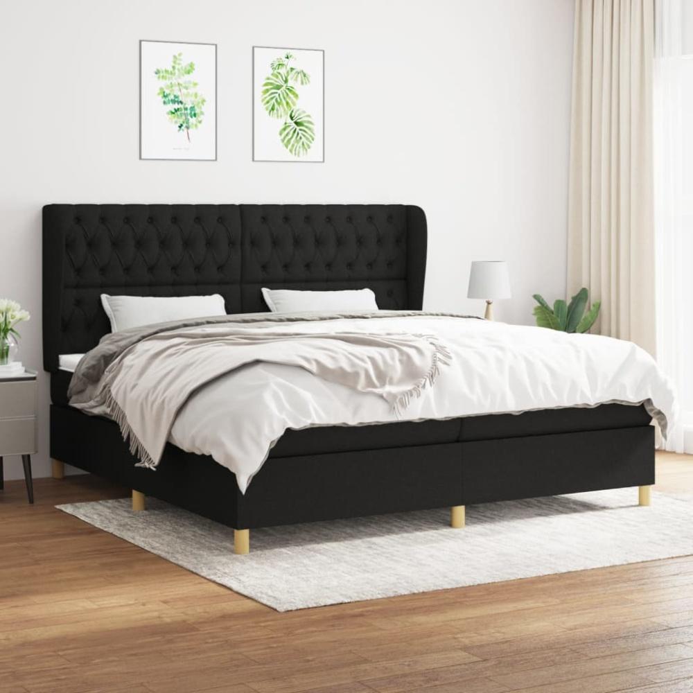 Boxspringbett mit Matratze Stoff Schwarz 200 x 200 cm, Härtegrad: H2 [3128791] Bild 1