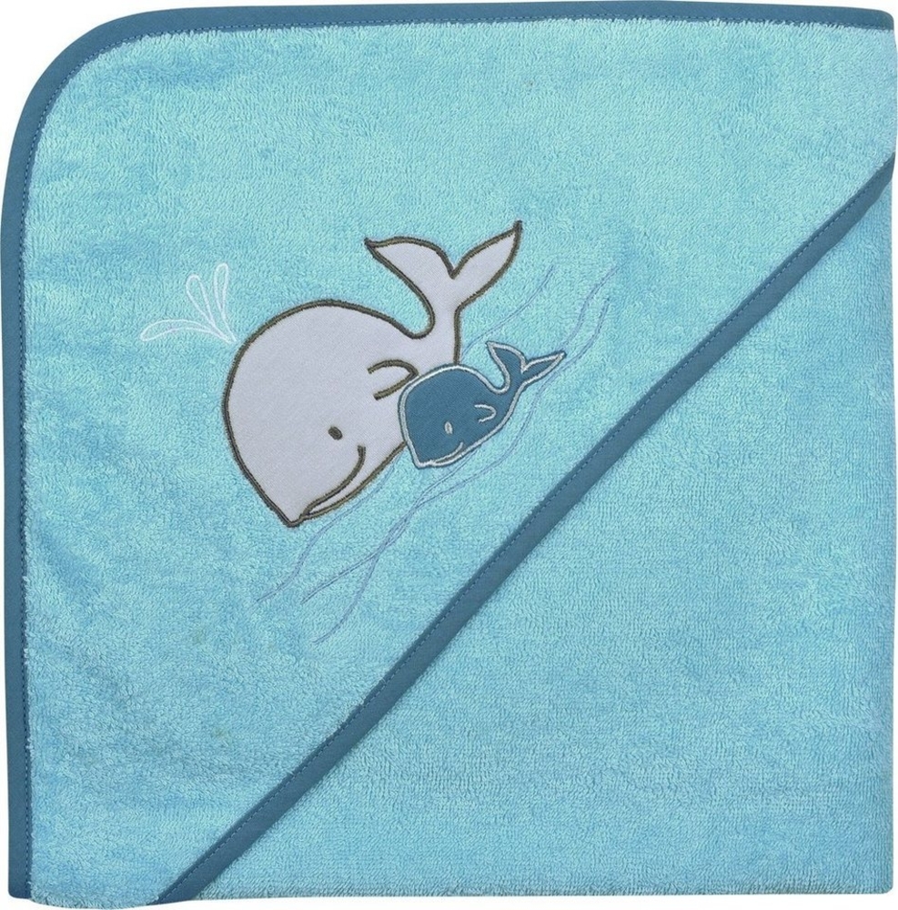 Wörner Kapuzenhandtuch Bio Kapuzenbadetuch "Walfamilie", Frottier, Walk-Frottier Uni Bild 1